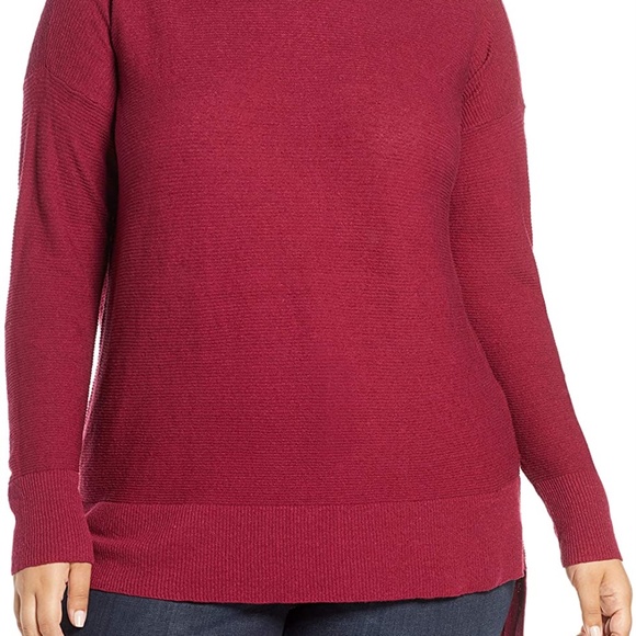 218.00 NWT EILEEN FISHER L HIBISCUS ORGANIC LINEN STRETCH TOP HI/LOW HEM - Picture 2 of 9